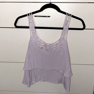 Light Purple Floral Buttoned Crop Top
